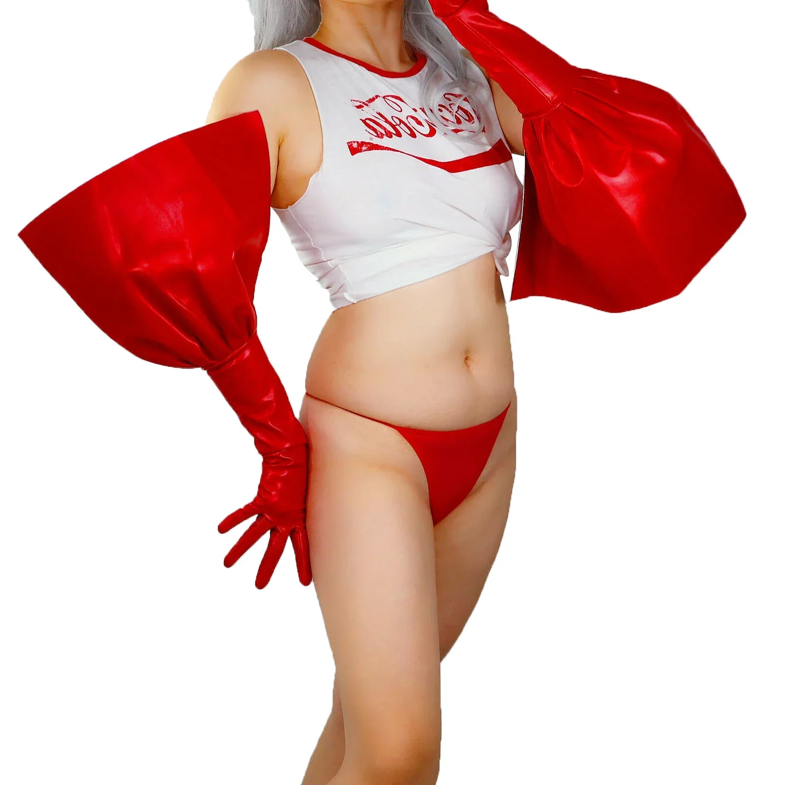 dooway-レッドレザーエンジェルウィンググローブ-フェイクpuレザー-28インチ-70cm-ロングフリルパフスリーブ-ハロウィン-オペラ-イブニングコスチュームグローブ