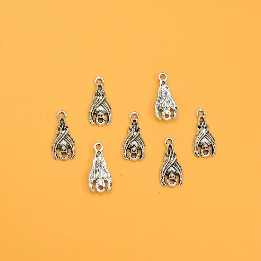 30pcs/Lots 9x20mm Gothic Bat Connector Charms Halloween Pendants For DIY Earring Necklace Jewelry Making Supplies Wholesale