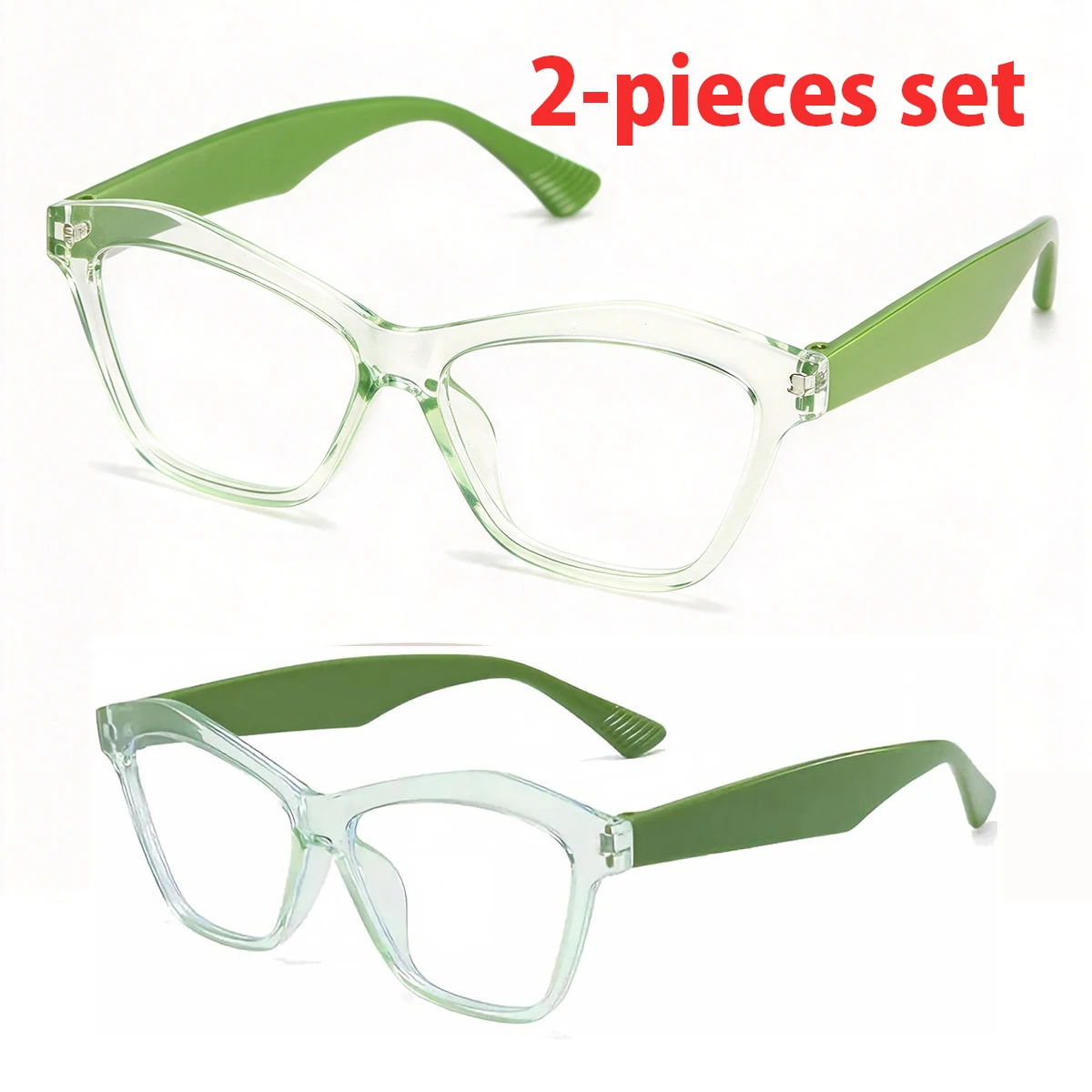 Auto-Focus Cat-Eye Reading Glasses 2-Pack Blue Light Blocking Full-Rim PC Frame Metal Hinge Design for Women And Men L50