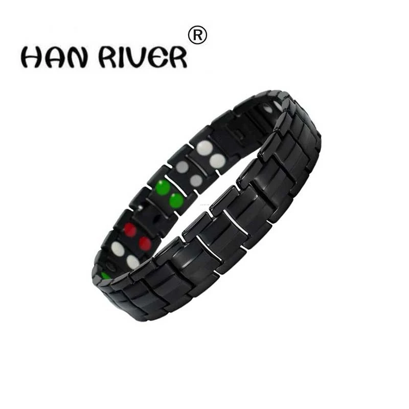 

HANRIVER Far infrared health physiotherapy massage wrist titanium steel magnet magnetic can germanium stone massage bracele