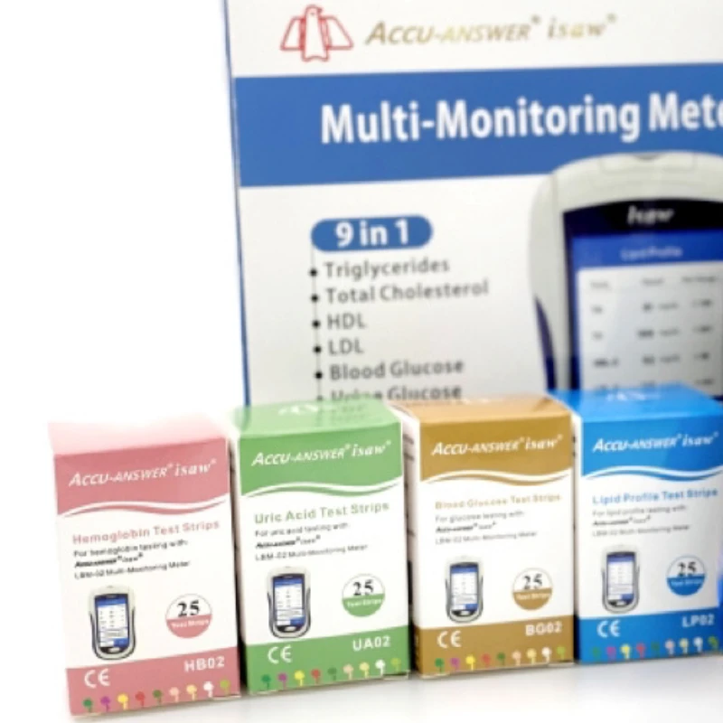 Analyseur multifonctionnel, multi-compteurs de surveillance 9 en 1, analyse du taux de cholestérol, de l'acide urique, de la glycémie, de l'hémoglobine