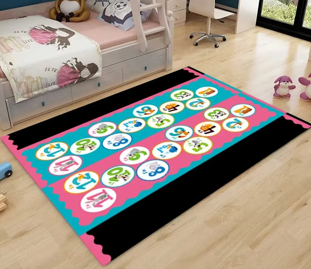 Children\'s Flannel Carpet for Living Room Kid Bedroom Large Area Decoration Floor Mat  Cartoon Road Soft Fluffy Non-slip Carpets