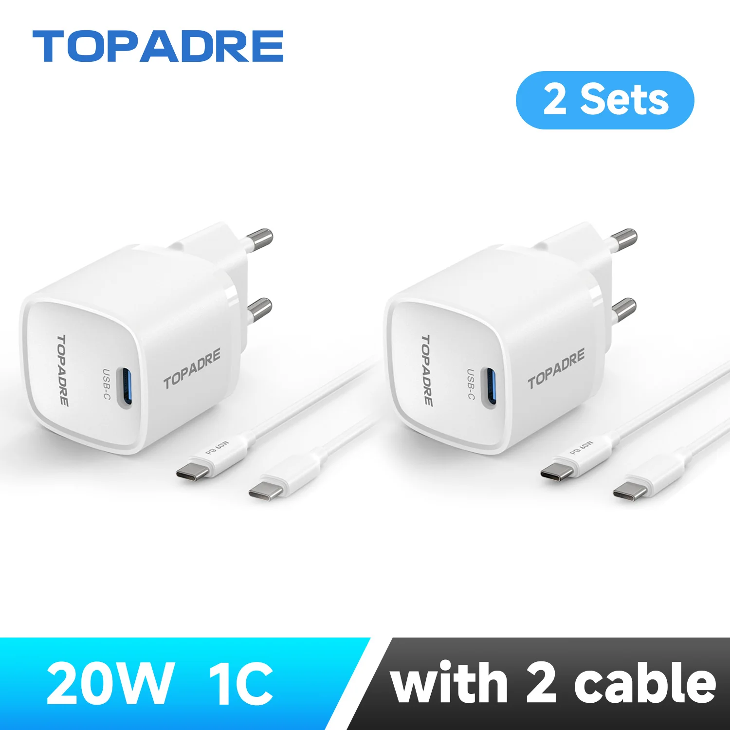 20W Quick Charge QC 3.0 PD USB Typ C Schnellladegerät für iPhone 17/16/5, Xiaomi Samsung Phone PD Ladegerät