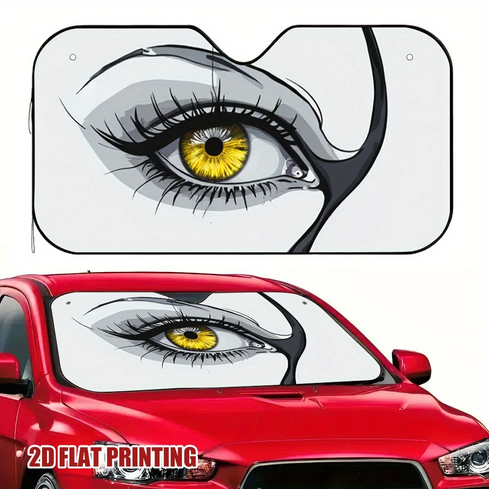 1pc Interesting Green Eyes Car Sun Visor, Great For Summer Days, Reduces Sunlight Intensity And Keeps The Car Interior Cool.