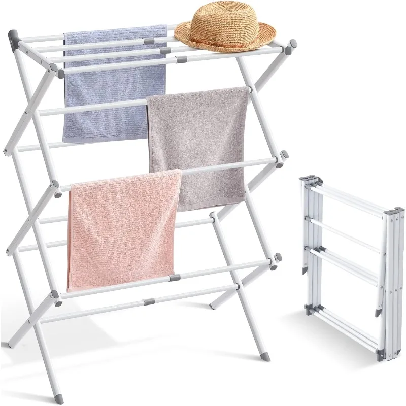 

Expandable Clothes Drying Rack, Foldable Laundry Drying Rack, 3-Tier Collapsible Clothing Dryer, Adjustable Towel Rack