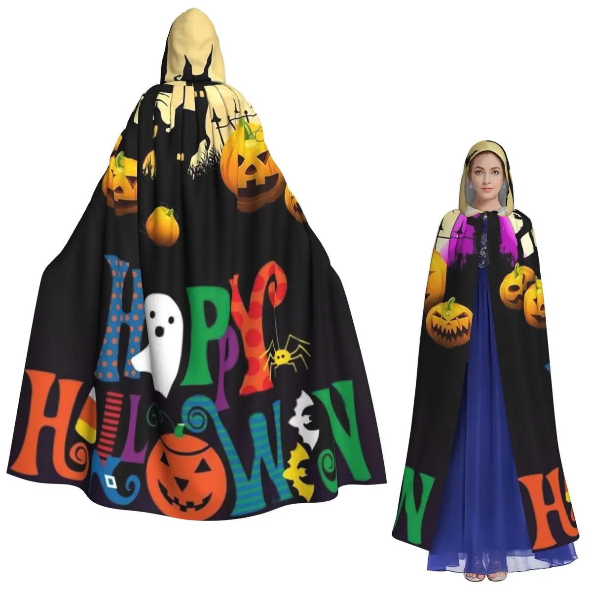 

Призрак тыквы Хэллоуин длинный плащ с капюшоном ведьма средневековый костюм косплей накидка Хэллоуин пальто для взрослых унисекс
