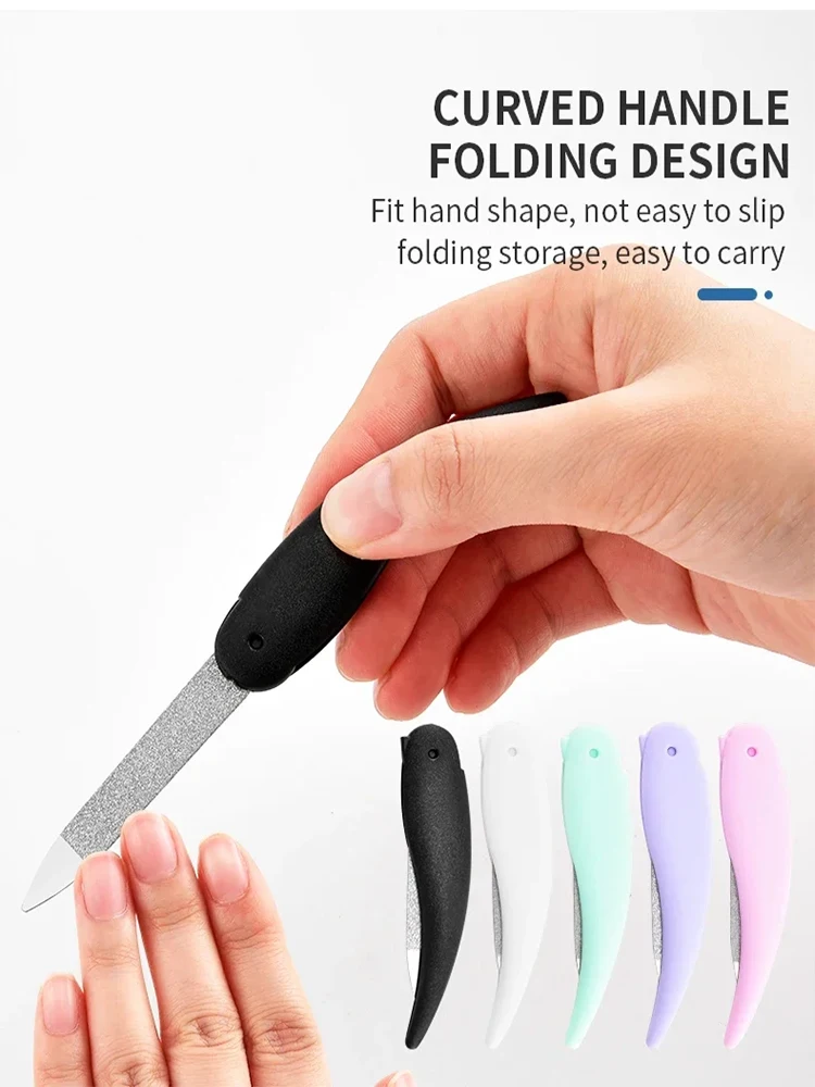 

5Pcs Little Fish Folding Nail File Washed and Polished Manicure File Double Sided Frosted Abs Plastic Material Nail Art