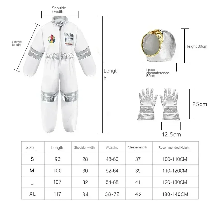 Kids Child Astronaut Cosplay Costume Nasa Pilot Costumes Boys Girls Children Spaceman Party Outfit Jumpsuit Halloween Dress Up