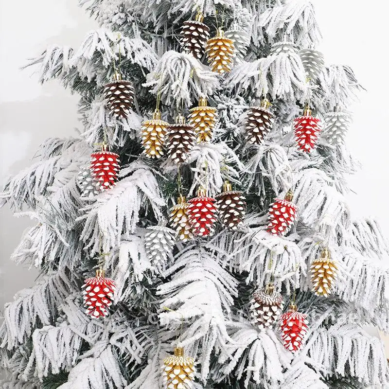 Christmas tree pine cone pendant decoration simulation sticky white pine fruit pendant Christmas decorations