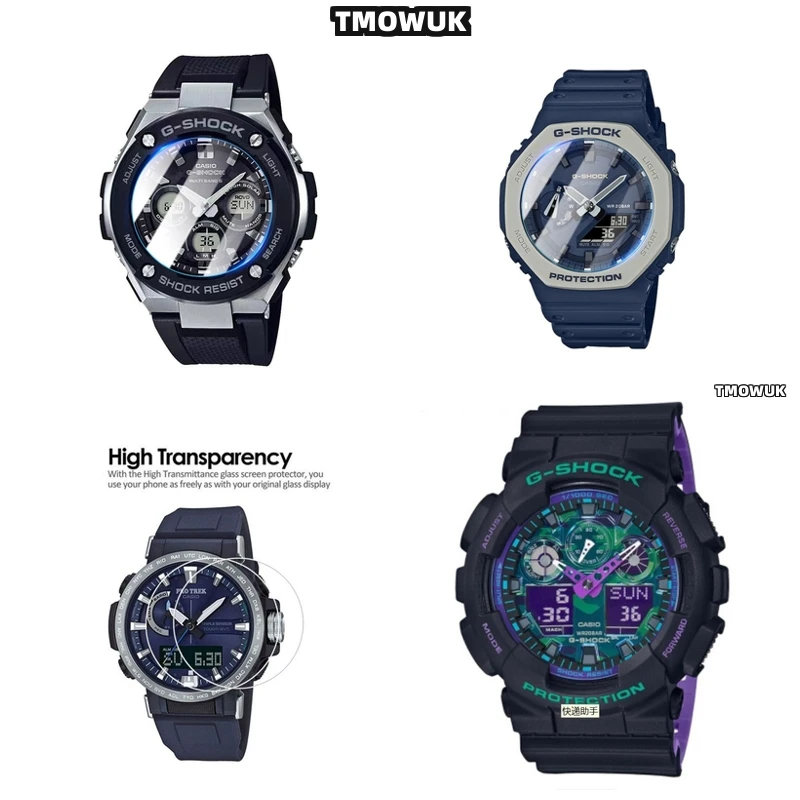 

For Casio GA100 6100 TR770 Pro-Trek EFR 303 GA-2200 GA-2100 GST-W300 - Tempered Glass Watch Screen Protector - 9H Anti-Scratch -