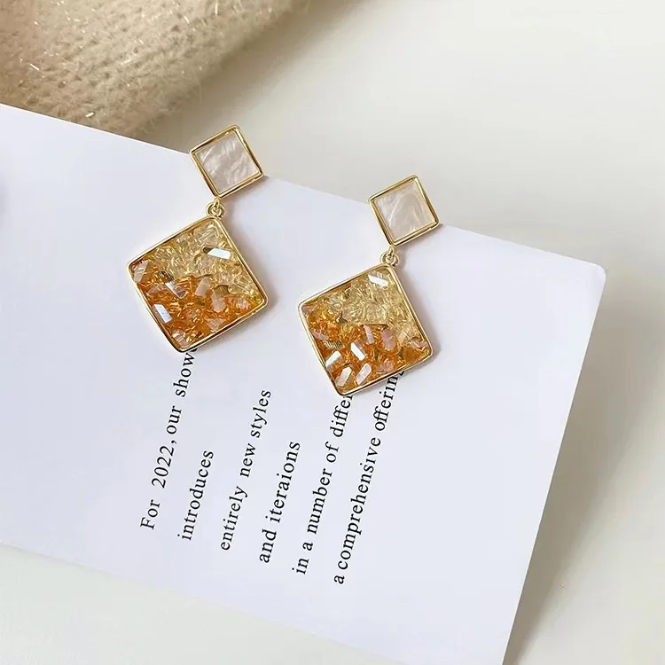 Simple Elegant Transparent Crystal Clips on Earring Without Non Piercing Vintage No Ear Hole Square Rhombus Stone Clip Earrings