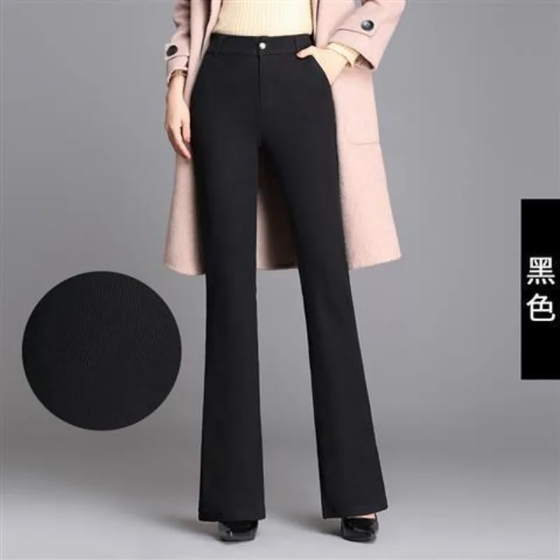 New Autumn Winter Thickened Wool Stretch Flared Pants Casual High-waisted Trousers to Make You Look Slim Straight Pants