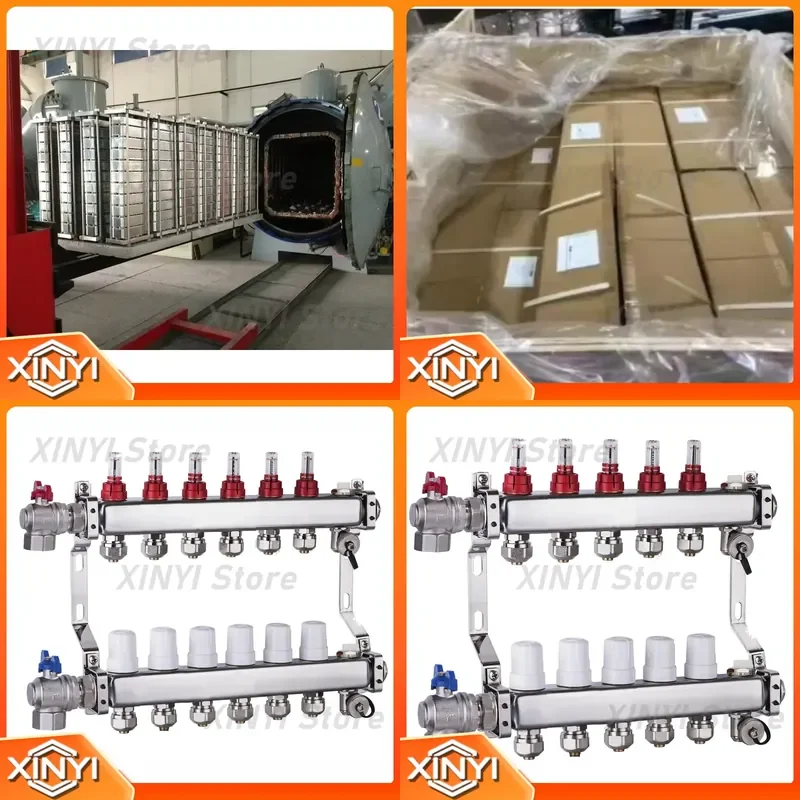for 1 Inch PEX 7 Branch Stainless Steel Traditional Design Hydronic Radiant Underfloor Heating Flow Meter Manifold Water