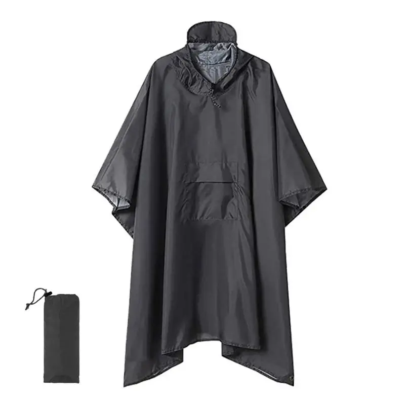 

ABKW-Outdoor Raincoat Hooded Sleeve Waterproof Rain Poncho Motorcycle Rain Cover Camping Hiking Travel Rainwear Tent Gray