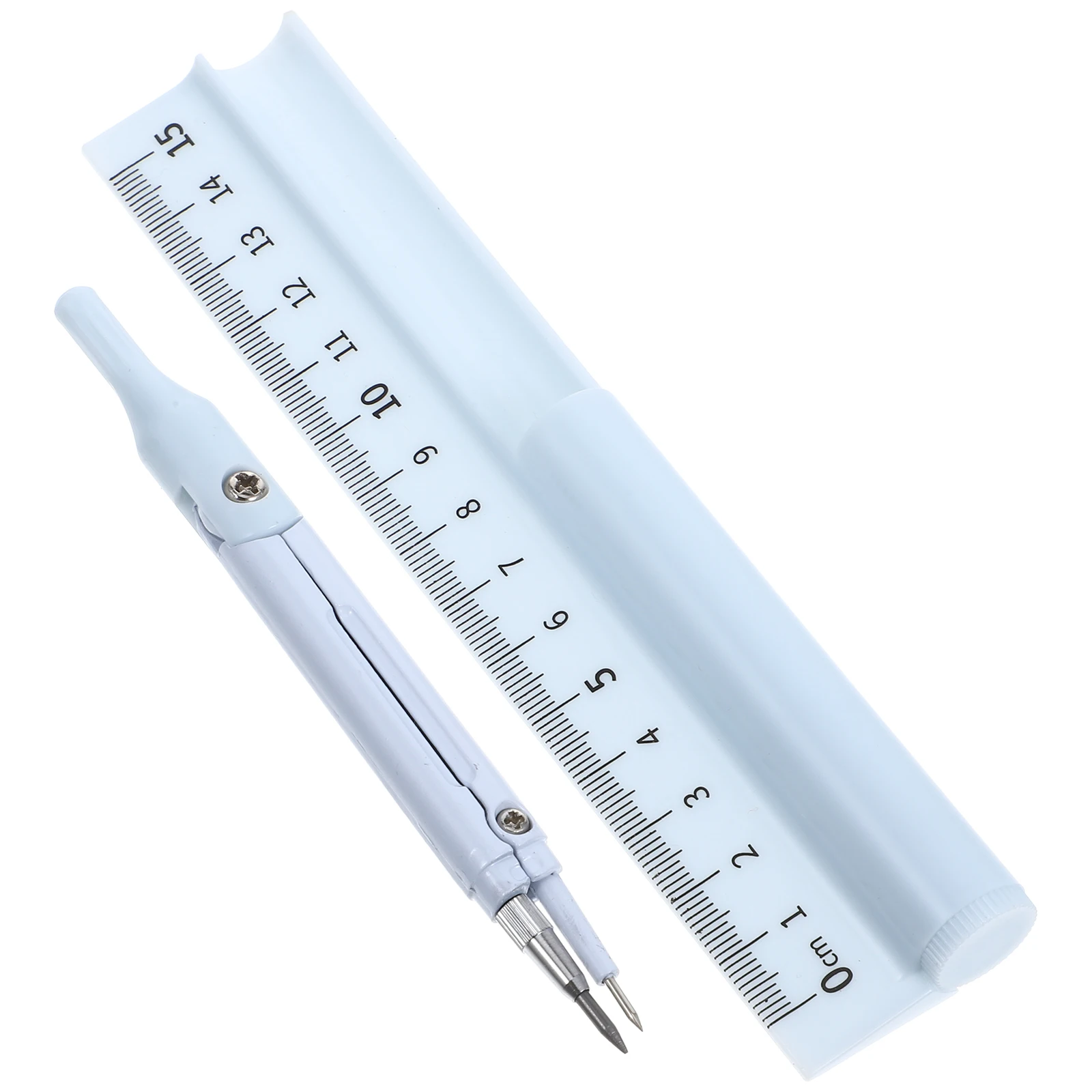 3-In-1 Compass Ruler Set Multifunctional Pen Ruler Kit For School Students Engineers Drafting Blue Plastic Metal Pocket