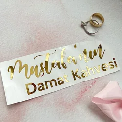 Personalised Name Vinyl Lettering Label Stickers Gold Decal Mirror Glass Water Bottle Laptop Sticker Bridal Custom Gift