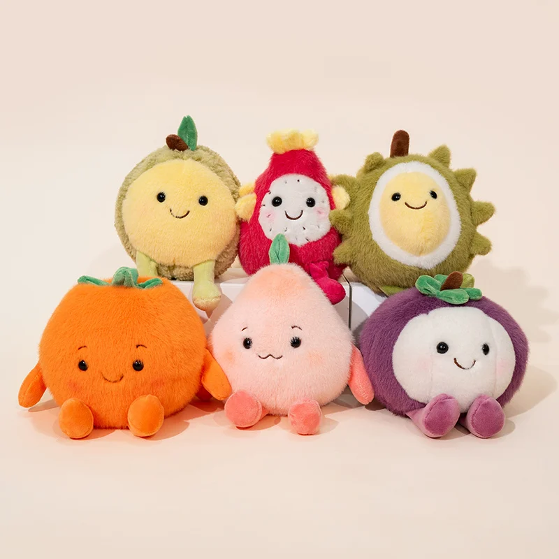 14Cm Cartoon Fruit Pluche Pop Zachte Hami Meloen Pitaya Durian Perzik Persimmon Mangostee Knuffel Home Decor Cadeau voor Kinderen