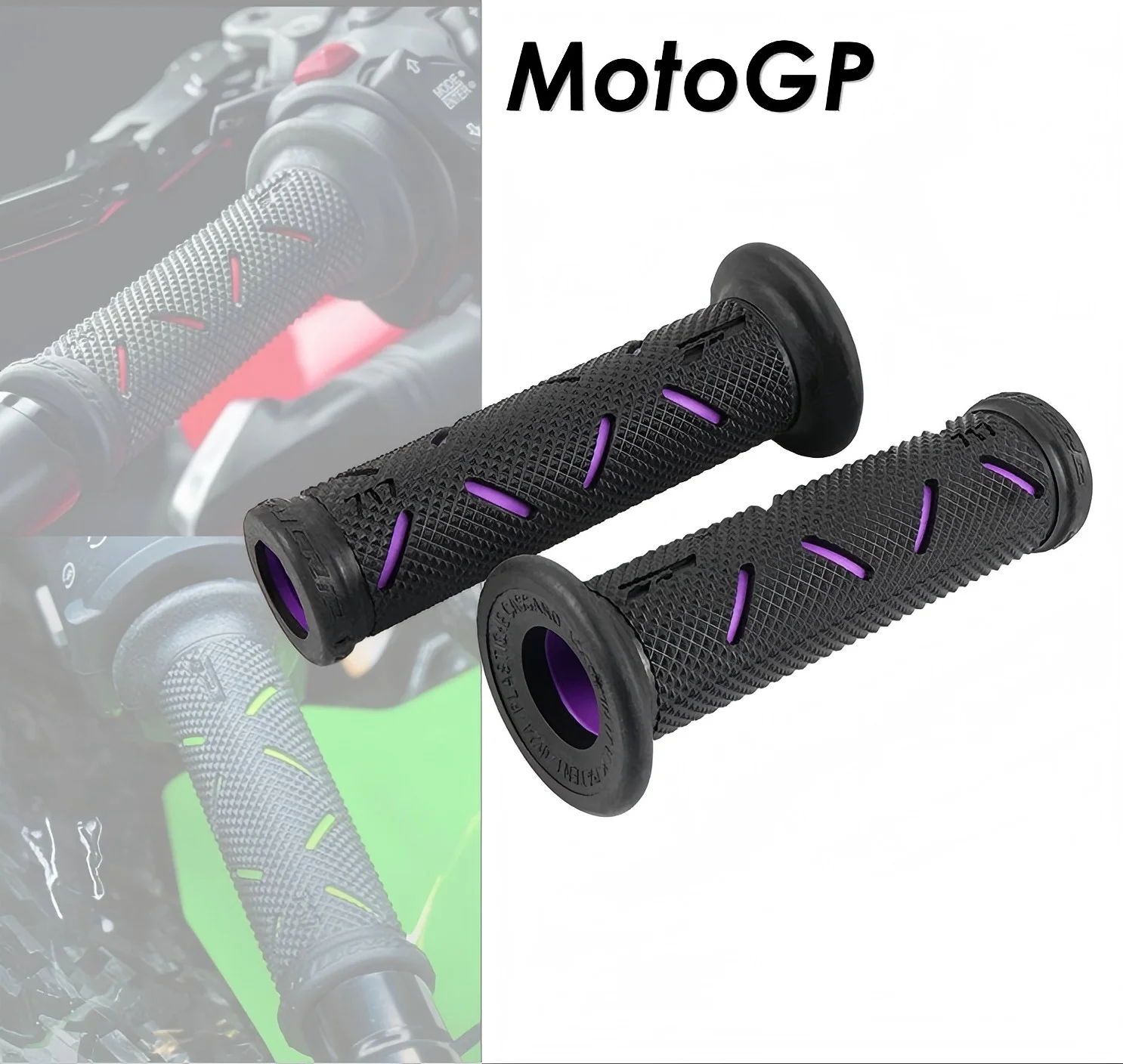 

Universal Motorcycle Handle Bar Grips MOTO-GP Style for QJMOTOR Sai 150 250 350 400 450 500 600 800 - Titanium/Green/Gold/Purple