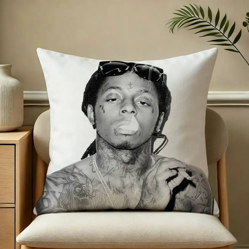 Pop-Rap Singer L-Lil WayneS Square Double-Sided printed Pillow Case Bedroom Bedside Pillow Sofa Cushion Cover