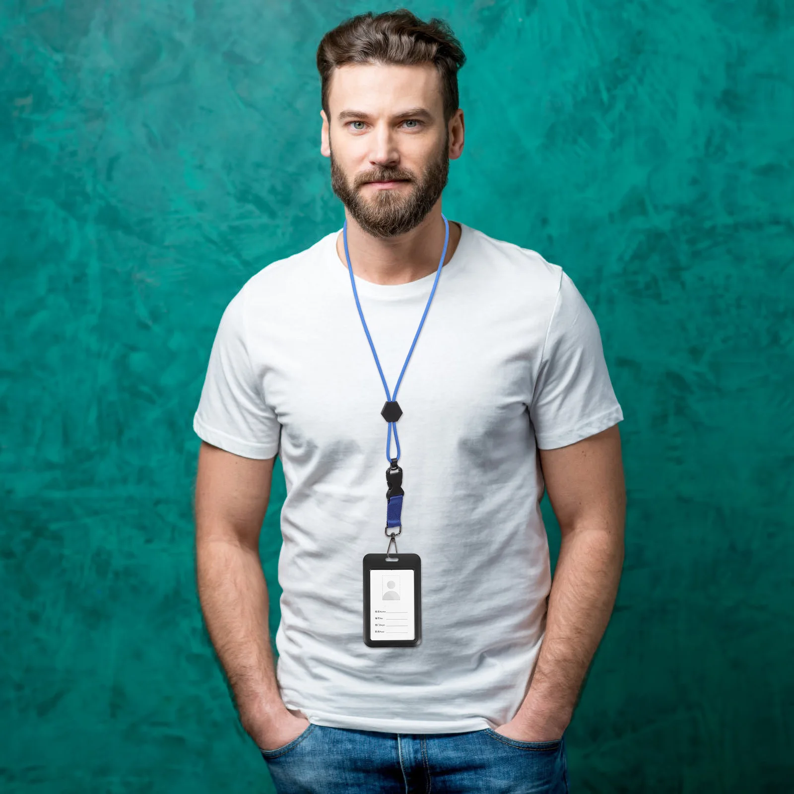 

4pcs Id Badge Transparent Window Vertical Hard Plastic Card Case For Office Work Badge Organizer Name Tag Holder Clear