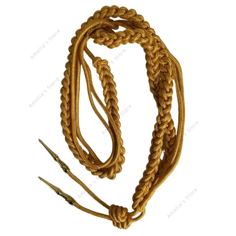 Cabo de ombro Aiguillette de trança dupla do Exército dos EUA com 2 pontas de metal Gold Sliver Aguillette Aiglet Aglet
