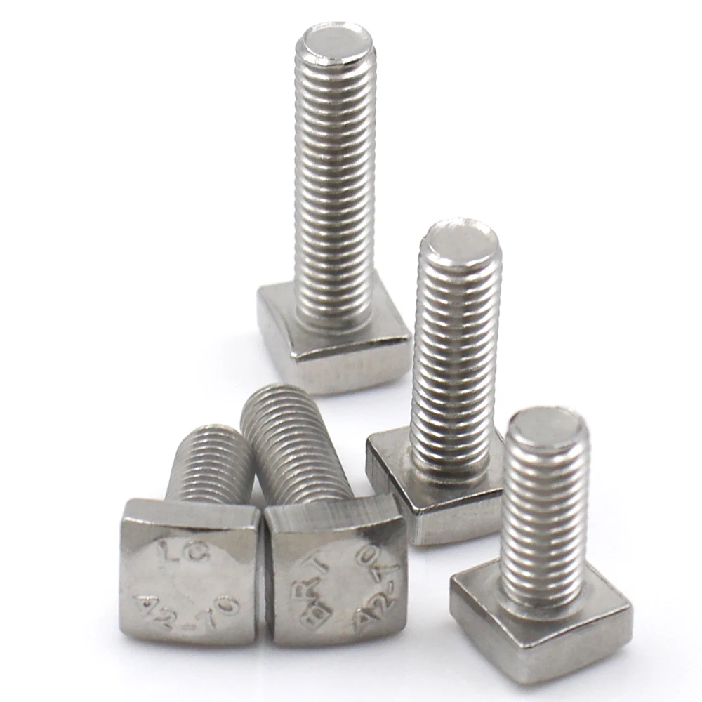 304 Stainless Steel Square Head Bolts Structural Fastener Bolts M4 M5 M6 M8 M10 M12
