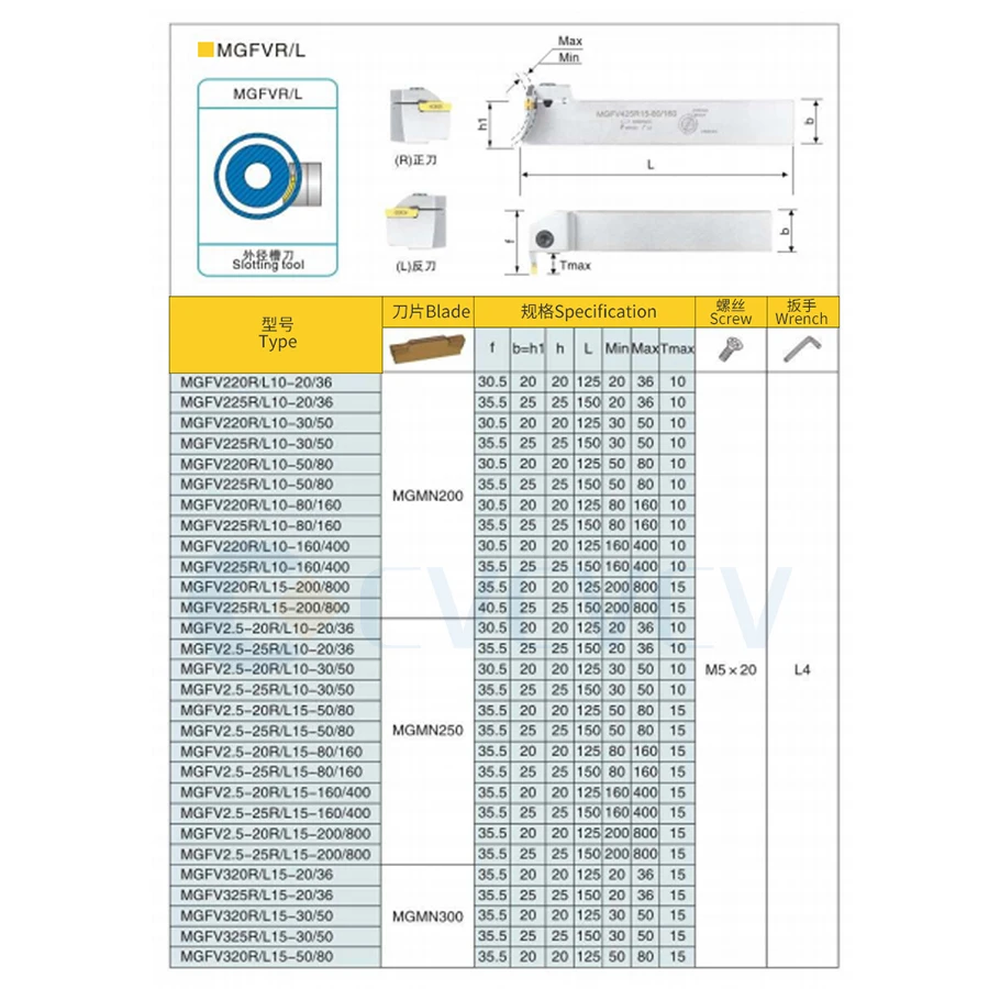 MGFV220R10-20-36 MGFV320 MGFV225 MGFV325 MGFVR/MGFVL CNC Lathe Machining groove Turning Tool holder Spring Steel Resistant Shock