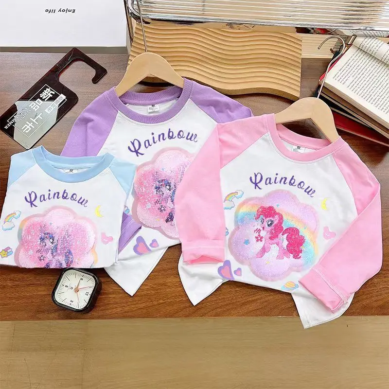 

Kawaii Children Gift My Little Pony Underwear Creative Cute Cartoon Long Sleeved Baby T Shirt and Children Warm Top Gift