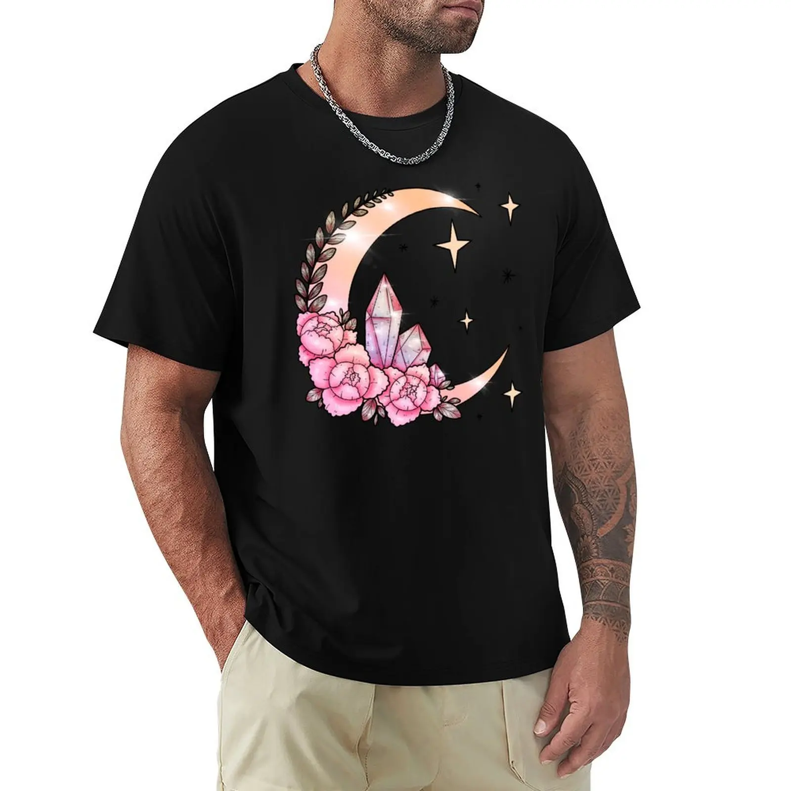 

Moon +Crystals T-Shirt graphic t shirt vintage plus size tops funny meme t-shirts summer top Men's t shirts