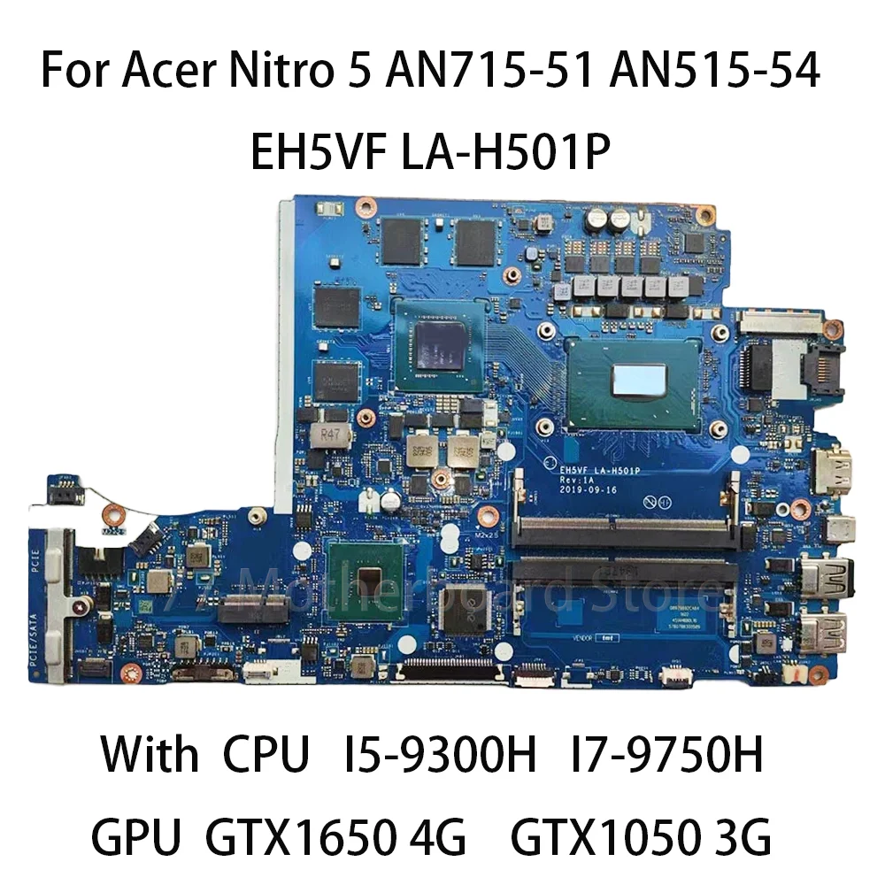 Laptop Motherboard EH5VF LA-H501P For Acer Nitro 5 AN715-51 AN515-54 With CPU i5-9300H i7-9750H GTX1050 3G GTX1650 4G 100%Test