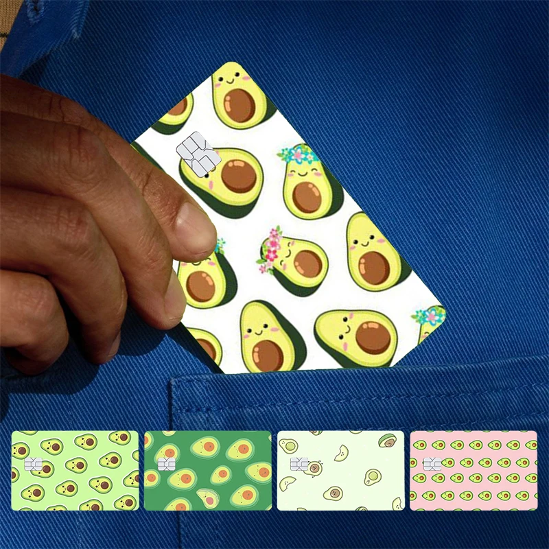 Cute Avocado Cover Skin Sticker For Credit Card Bank Debit Bus Card Front Side
