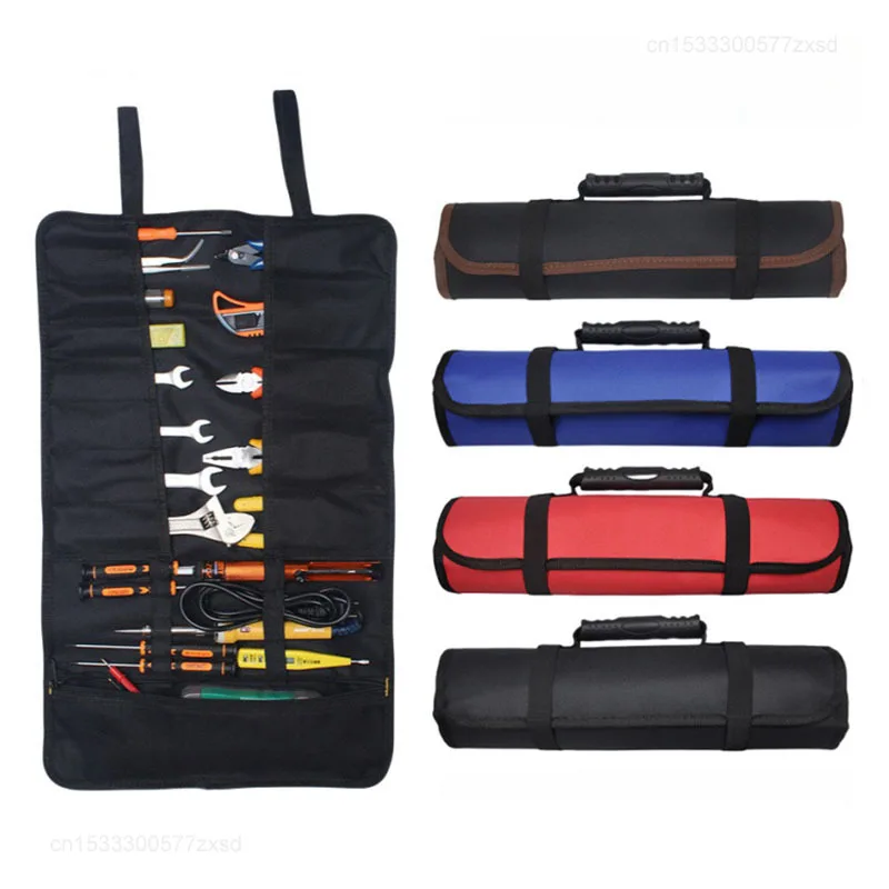 22 Multi Pockets Oxford Canvas Folding Wrench Roll Storage Tools Bag Waterproof Hand Roller Electrician Tools Organizer Bag
