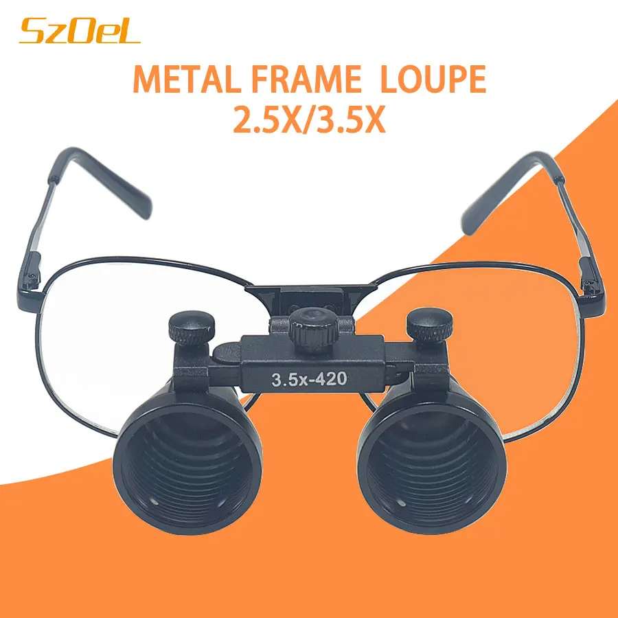 

Dental Loupe, Dental Oral Surgery Magnifying Glass, Metal Eyeglass Frame, 2.5X/3.5X Dental Surgery Oral Magnifying Glass