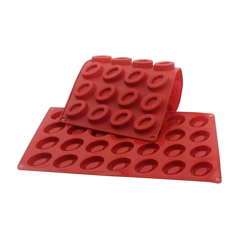 

Hot Selling 6-28 Hole Oval Shape Silicone Chocolate Mold DIY Doughnut Jelly Pudding Cake Mold Food Grade Silicone Baking Tools