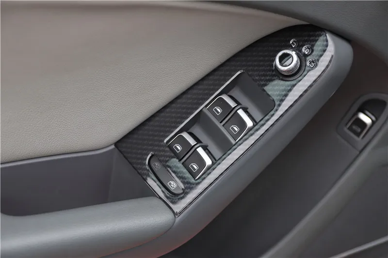 LHD RHD For Audi A4 A5 B8 2009-2016 abs carbon fiber Car Door Armrest Window Lift Switch Cover Trim Styling Moldings 4pcs - view 3