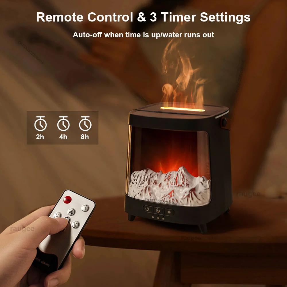 لهب رائحة المرطب النار الناشر الضروري النفط USB صغير الروائح العطر الناشر مع جهاز التحكم عن بعد والضوء