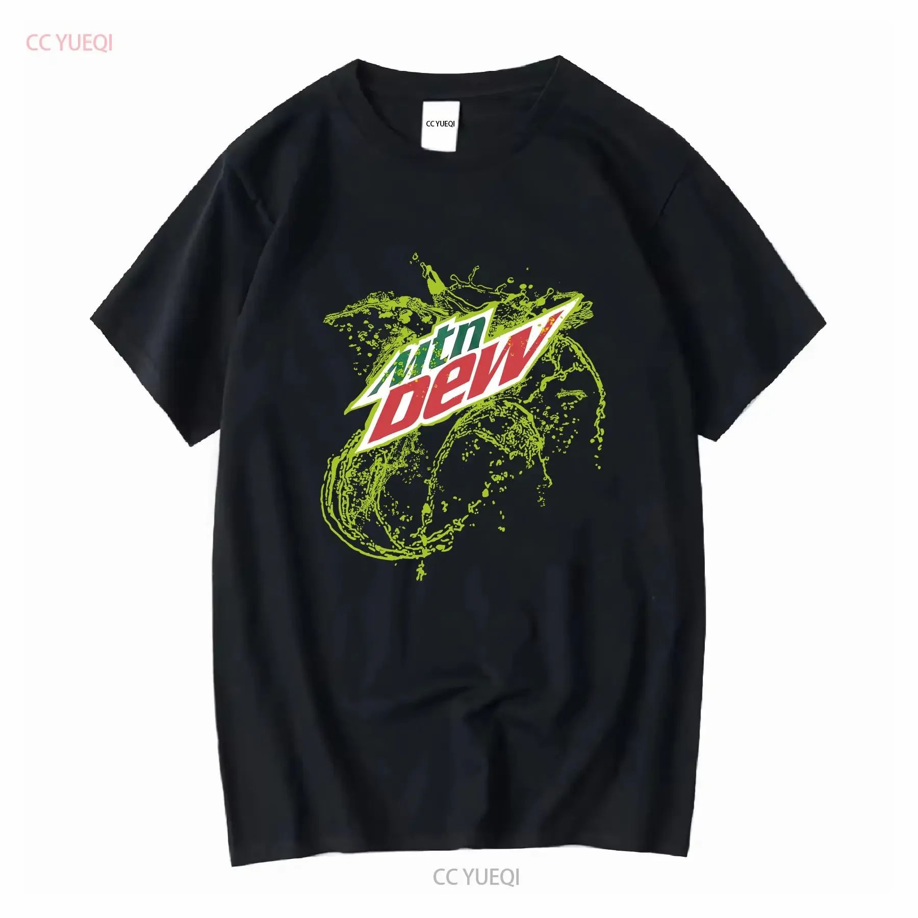 Camiseta Vintage Mountain Dew para hombre, color negro, talla XL, algodón, cuello redondo, vintage, lavado, ropa de calle cómoda, Unisex