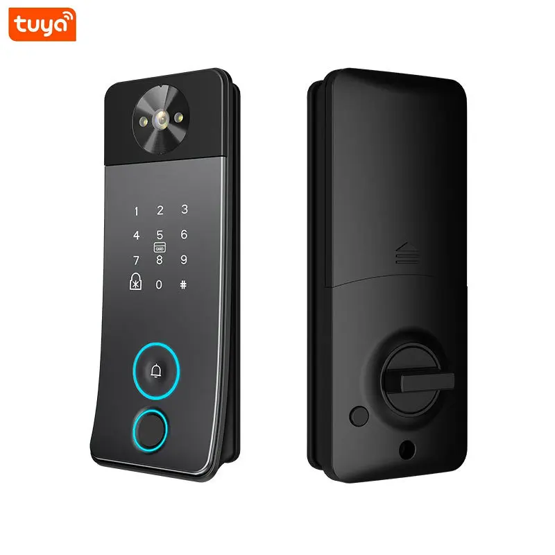 

New Arrival Digital Door Lock Doorbell With Chime 720p Camera WIFI TUYA APP Remote Control Security Smart Deadbolt Door Lock