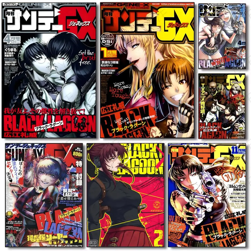 Anime Crime Black Lagoon Poster Painting Wall Art Mural for Living Room Home Decor and Gifts
