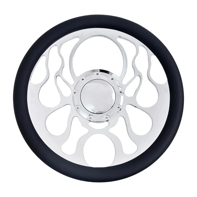 High Quality Half Circle Microfiber Leather Racing Steering Wheel With Chrome Mount Bracket Interior Accessory
