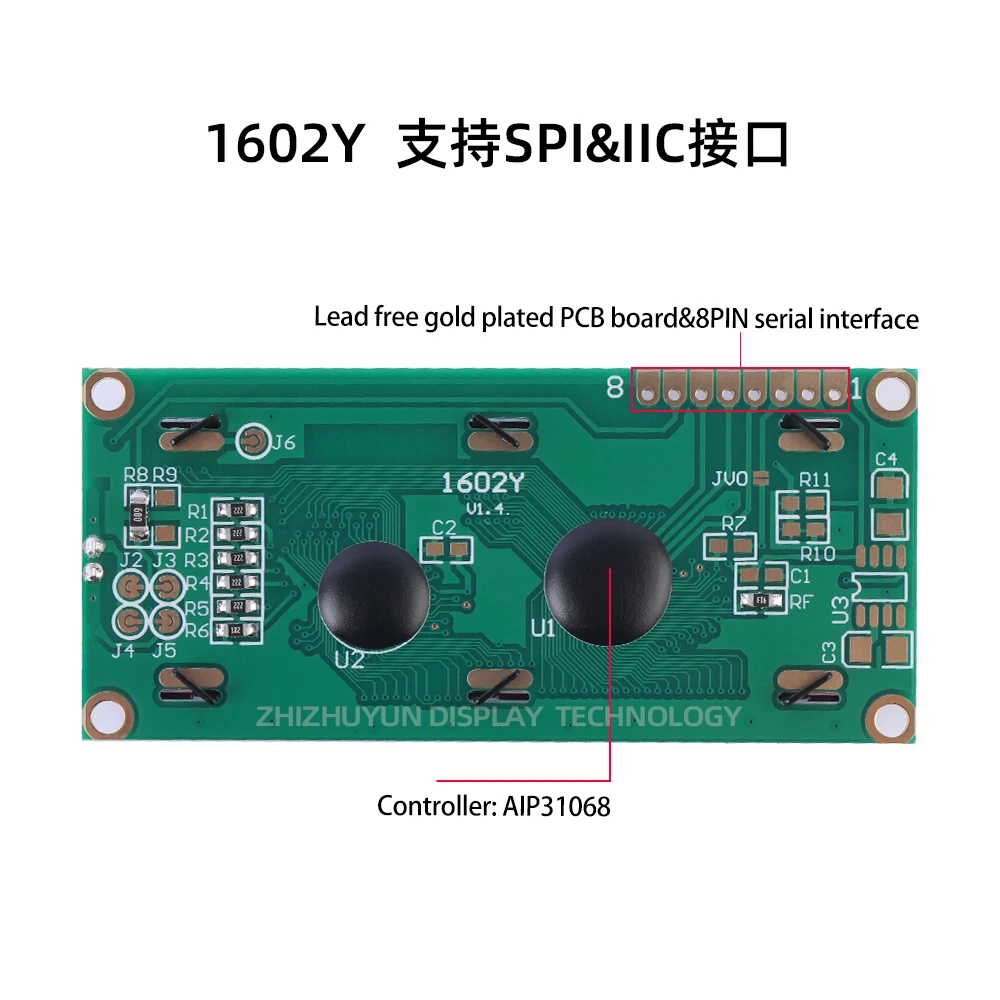 Factory 1602Y Serial LCD Module SPI Interface Orange Light Black Text Multiple Word Libraries Character LCD Display Screen