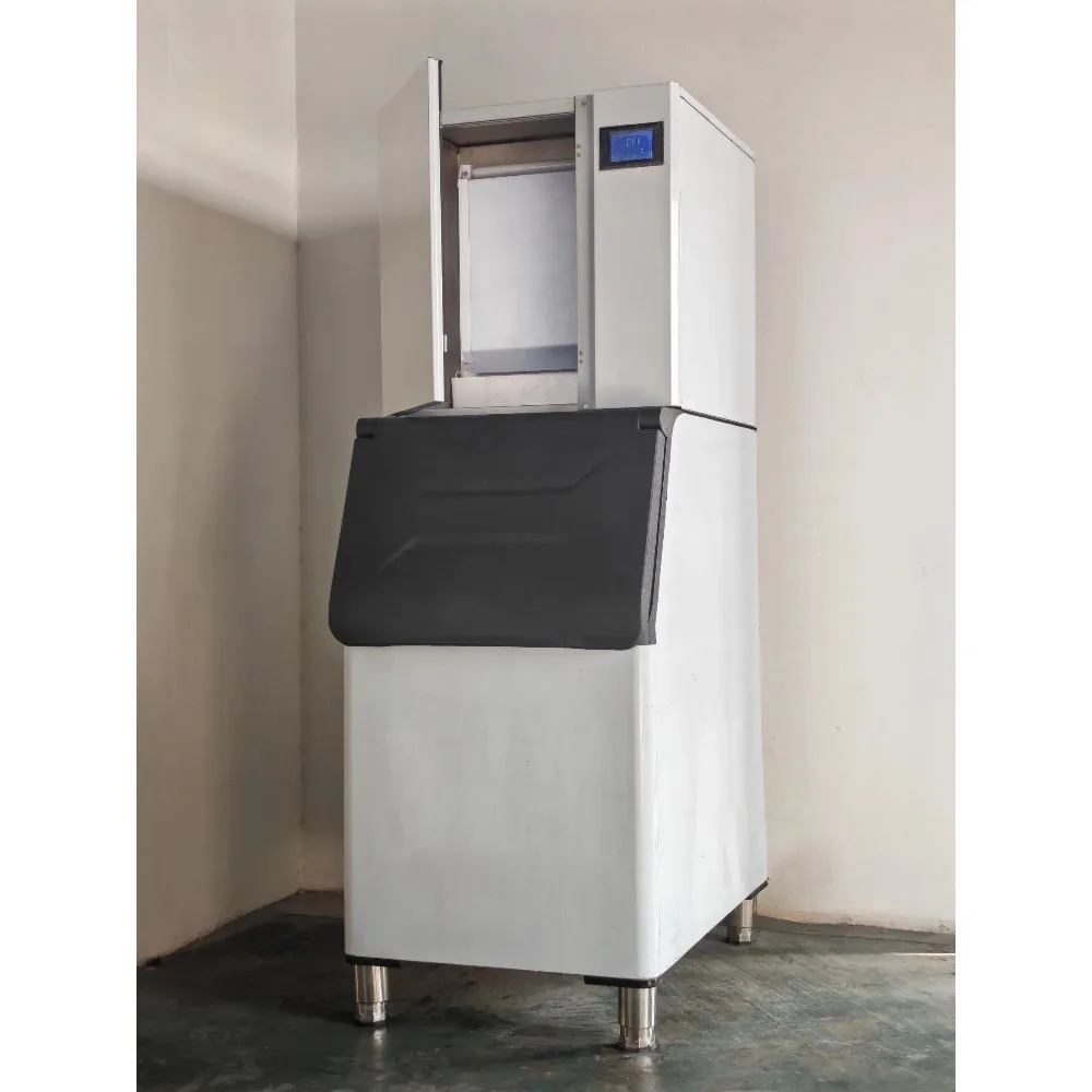 Large-capacity Ice Maker, Produces 150-500kg of Ice Per 24 Hours, Fast Ice Dispensing, Made of Stainless Steel.