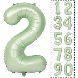 40 Inch Sage Green Number Balloon Large Number Foil Balloon for Birthday Wedding Jungle Party Decoration Baby Shower Supplies