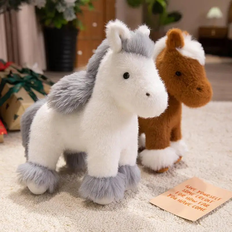 

1Pcs Stuffed Animal High Quality Super Realistic Pony Toys Simulated Horse Plush Dolls Classic Birthday Gift For Children
