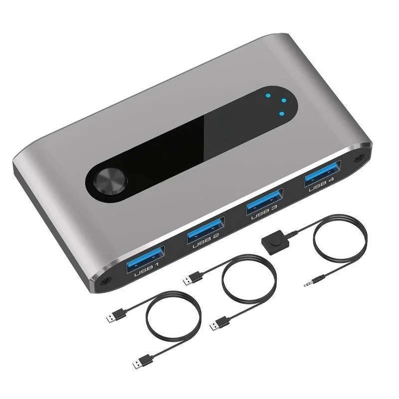 USB 3.0 Switcher 2 In 4 Out Printer Sharing Hub 2 Computers Share 4 USB Devices Peripheral Switch Box
