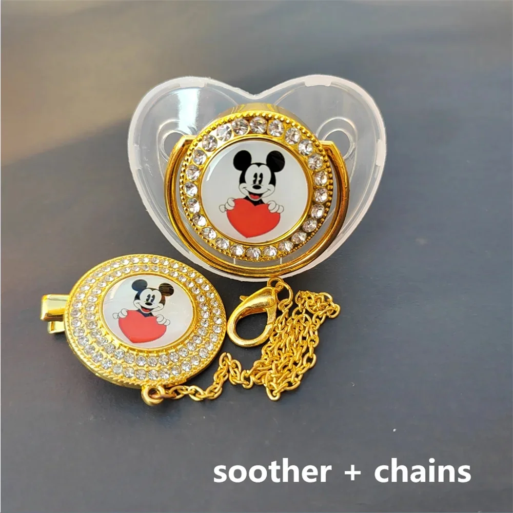 2024 Baby pacifier Mickey Mouse Heart Shiny Tether BPA-free silicone baby nipple Baby pacifier Pacifier chupetes para bebes0-24M