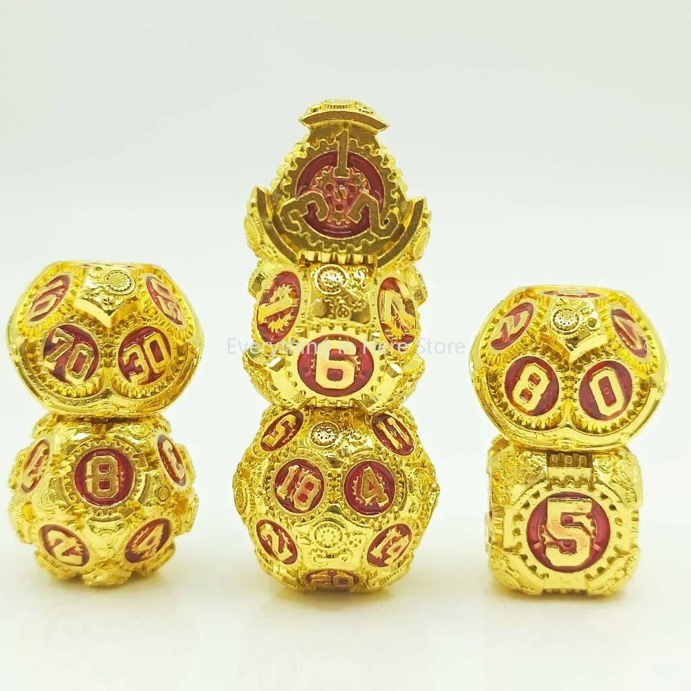 

7pcs/set Metal Gear Dice Set for Dungeons & Dragons COC Run Cthulhu Run Board Game Polyhedral Dice Game Accessories