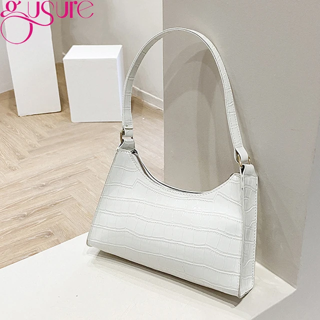 Gusrue Crocodile Pattern PU Leather Shoulder Bag Fashion Ladies Armpit Bag Retro Women Handbags Purse Small Clutch Bags AliExpress