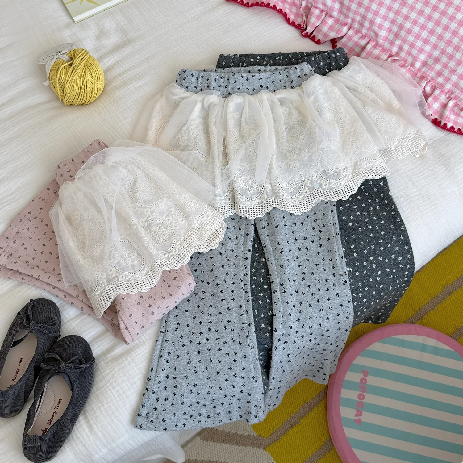 Girls Pants Spring Autumn 2026 New Fake 2pcs Skirt-leggings for Kids Lace Fashion Children Pants Toddler Pantalones Baby Pants