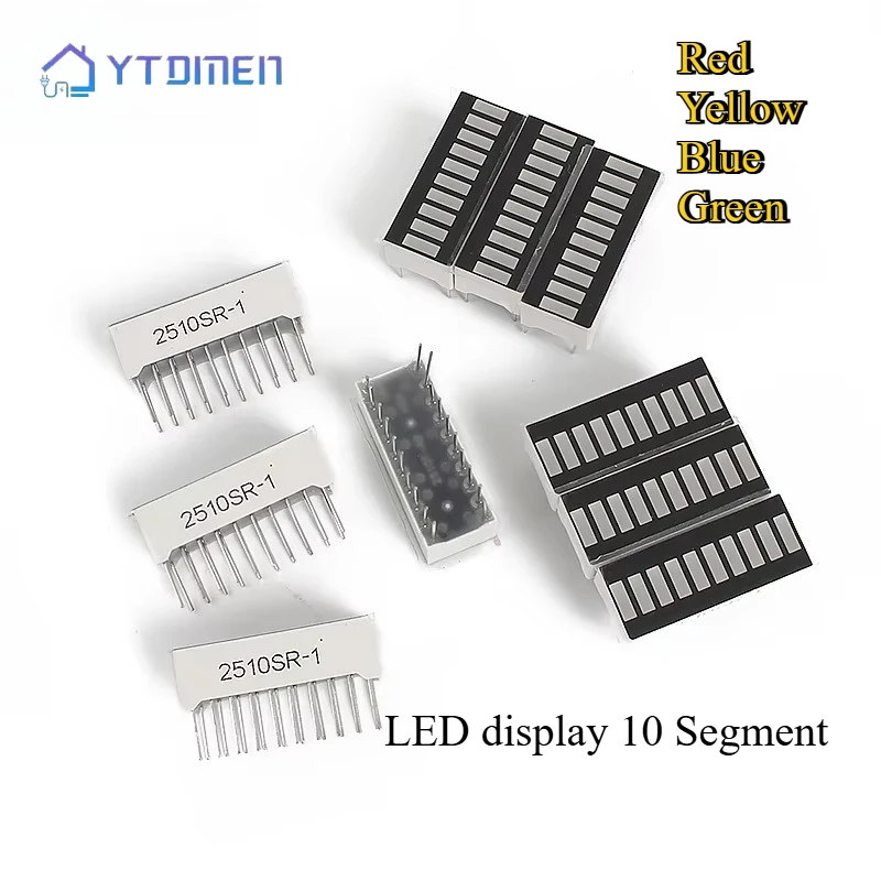 Módulo de pantalla Led de tubo Digital de 10 segmentos, 5/10 Uds., rojo/verde/azul/amarillo-verde, pantallas LED de 20 pines para Arduino